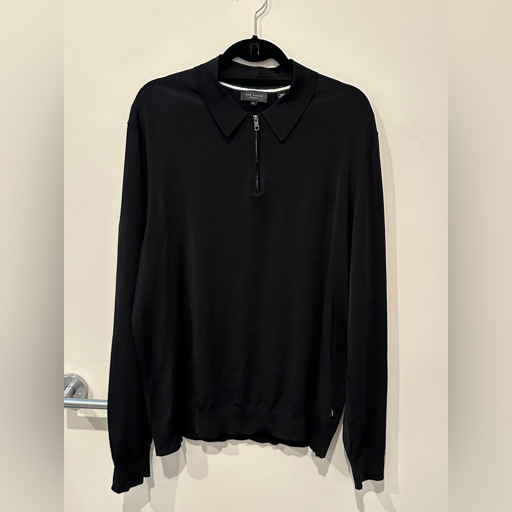 Ted Baker Rayon Regular Fit Polo Shirt Long Sleeve Size 6 XXL
